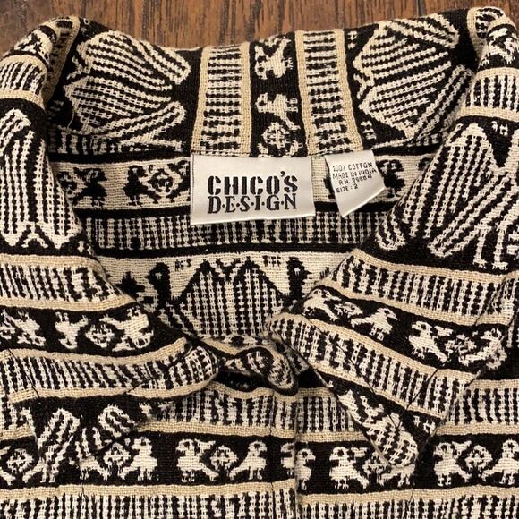 Chico design blazer jacket size 2 CASUAL GEOMETRIC PATTERN with shoulder pads - Picture 2 of 10